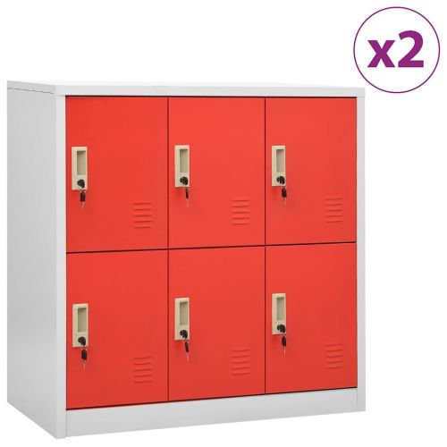 Заключващи шкафове 2 бр светлосиво/червено 90x45x92,5см стомана