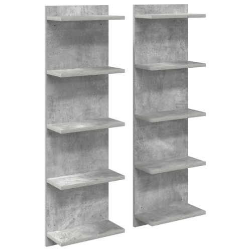 Стенен рафт 2 бр. Бетонно сиво 30 x 15 x 100 см