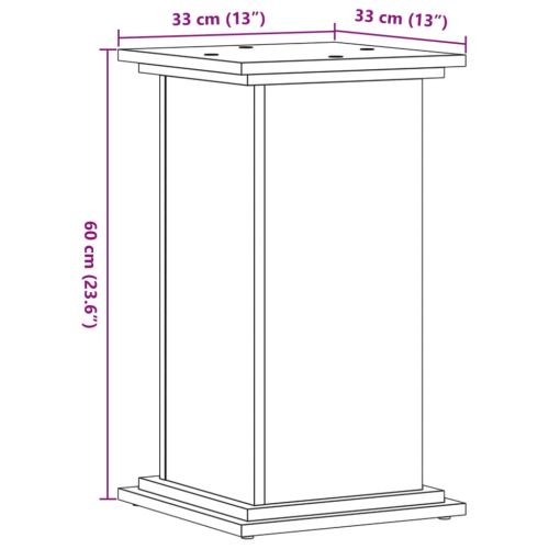 Стойка за растения Кафяв дъб 33 x 33 x 60 см