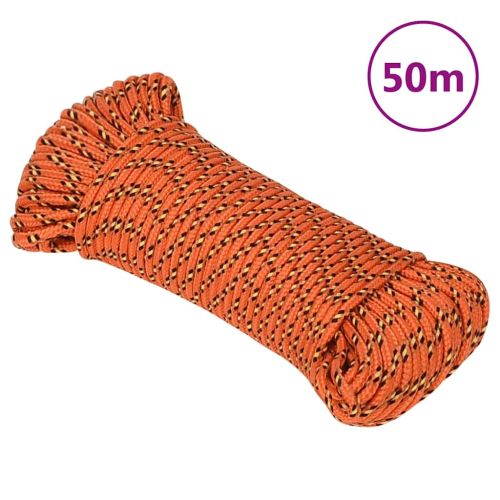 Въже за лодка оранжево 3 мм 50 м полипропилен