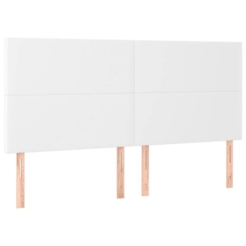 LED горна табла за легло, бяла, 160x5x118/128см изкуствена кожа