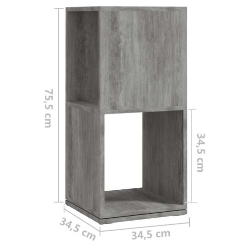Въртящ се шкаф, бетонно сив, 34,5x34,5x75,5 см, инженерно дърво