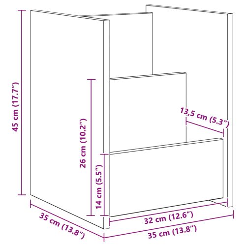 Етажерка за списания Бяло 35 x 35 x 45 см Инженерна дървесина