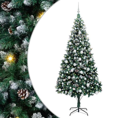 С изкуствено коледно дърво с 300 LED светодиода Зелен 210 cm