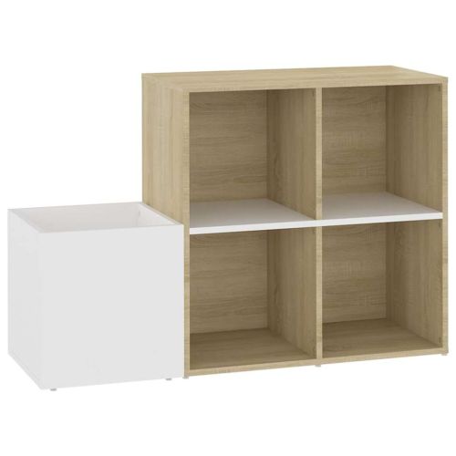 Шкаф за обувки бял и дъб сонома 105x35,5x70 см инженерно дърво