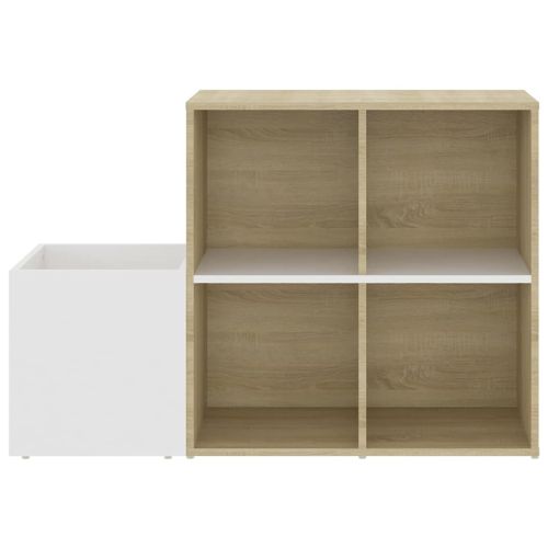 Шкаф за обувки бял и дъб сонома 105x35,5x70 см инженерно дърво