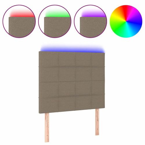 LED горна табла за легло, таупе, 100x5x118/128 см, плат