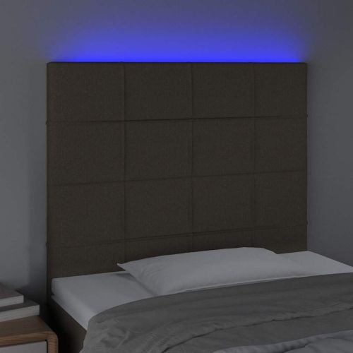 LED горна табла за легло, таупе, 100x5x118/128 см, плат