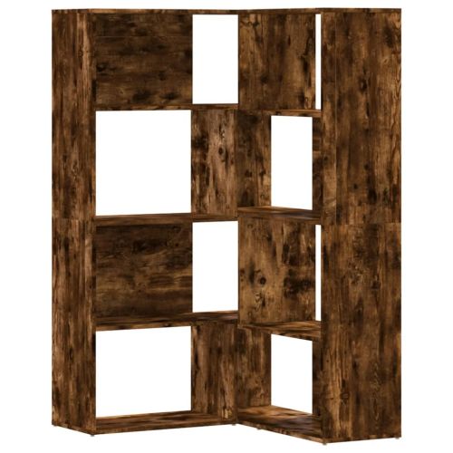 Ъглова етажерка 4 нива опушен дъб 85x85x140 см инженерно дърво