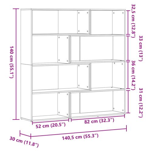 Ъглова етажерка 4 нива опушен дъб 85x85x140 см инженерно дърво
