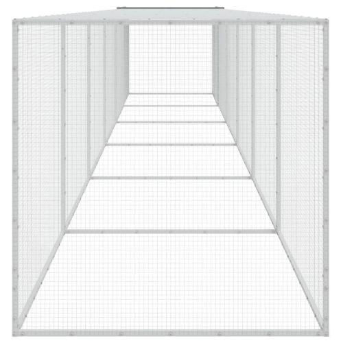 Клетка за пилета с покрив светлосива 603x98x90 см стомана