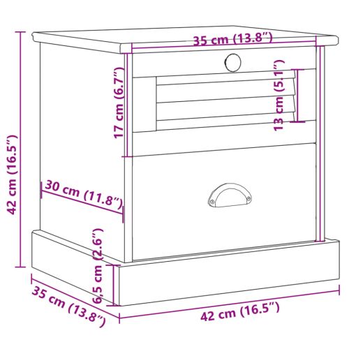 Нощно шкафче VIGO 42x35x42 см бор масив