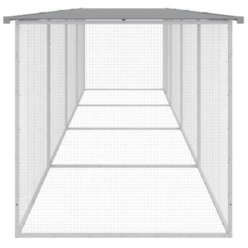 Клетка за пилета с покрив светлосива 403x98x90 см стомана