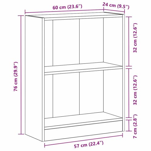Шкаф за книги 60 x 24 x 76 cm Инженерна дървесина Черния дъб