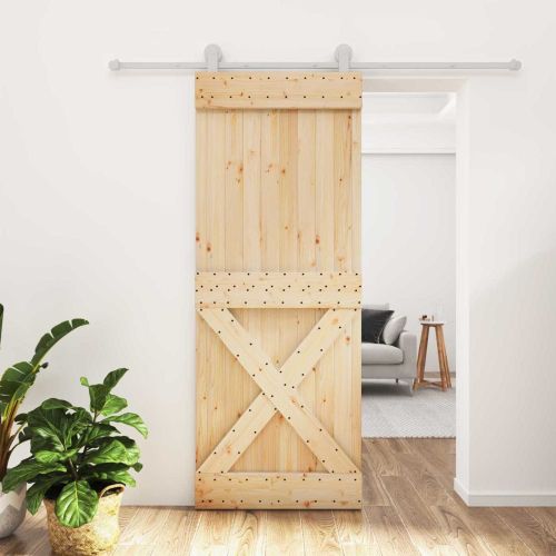 Преплъзваща се врата 80 x 210 cm Естествено и бяло