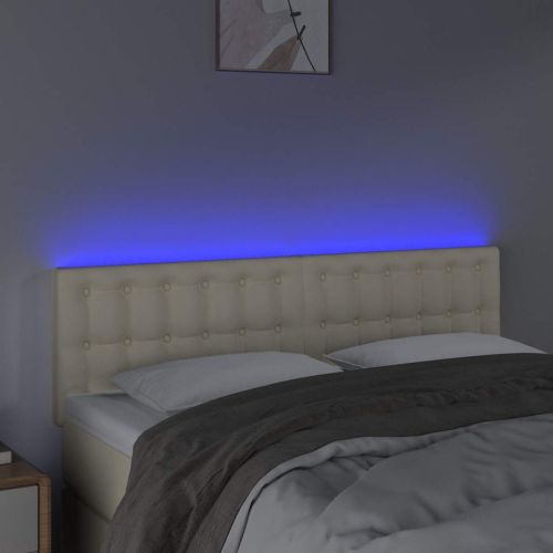 LED Горна табла за легло, кремава, 144x5x78/88 см