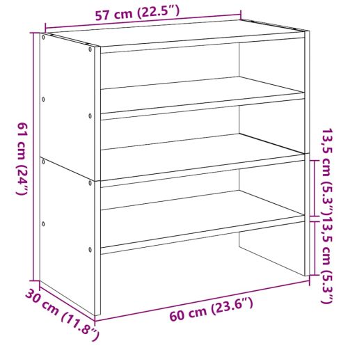 Поставки за обувки, 2 бр, стифируеми, бетонно сив, 60x30x30,5см