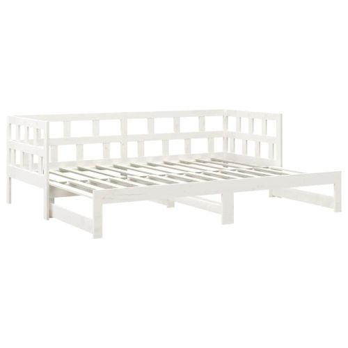 Разтегателно дневно легло, без матрак, бяло, 2x(90x200) см