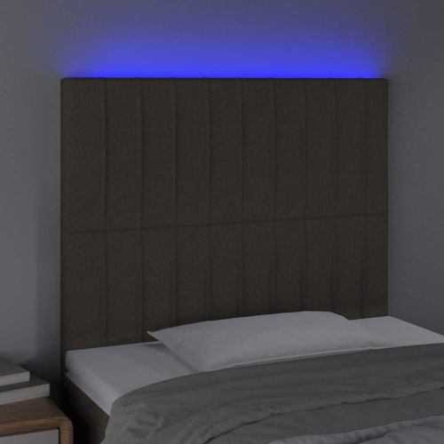 LED горна табла за легло, таупе, 100x5x118/128 см, плат