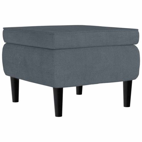 Фотьойл Wingback с табуретка, тъмносив, кадифе