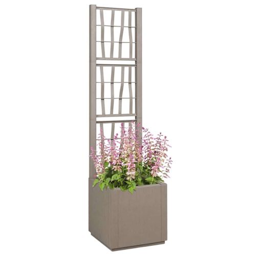 Градинска саксия с решетка Светло кафяво 36 x 36 x 140 см ПП