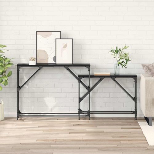 Конзолна маса 2 бр. Черния дъб 100 x 28 x 75 см