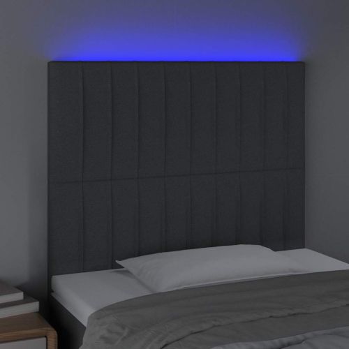 LED горна табла за легло, тъмносива, 90x5x118/128 см, плат