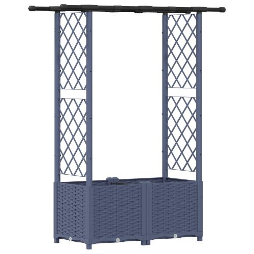 Повдигнато легло с решетка и покривка Сиво 124,5 x 40 x 136 см