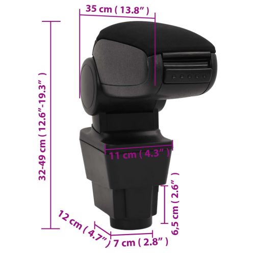 Подлакътник за кола черен 11x35x(32-49) cm ABS
