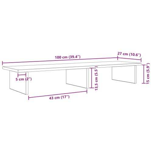 Стойка за монитор Черен дъб 100 x 27 x 15 cm