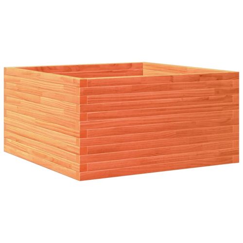 Градинска кашпа, восъчнокафява, 90x90x46 см, борово дърво масив
