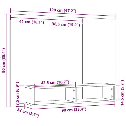 Комплект ТВ шкаф 120 x 23,5 x 90 см Черния дъб