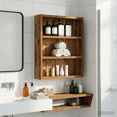 Банен стенен шкаф Старо дърво 40 x 10 x 50 см