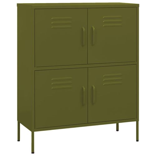 Шкаф за съхранение, маслиненозелен, 80х35х101,5 см, стомана