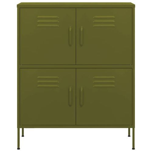 Шкаф за съхранение, маслиненозелен, 80х35х101,5 см, стомана