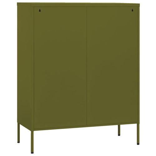 Шкаф за съхранение, маслиненозелен, 80х35х101,5 см, стомана