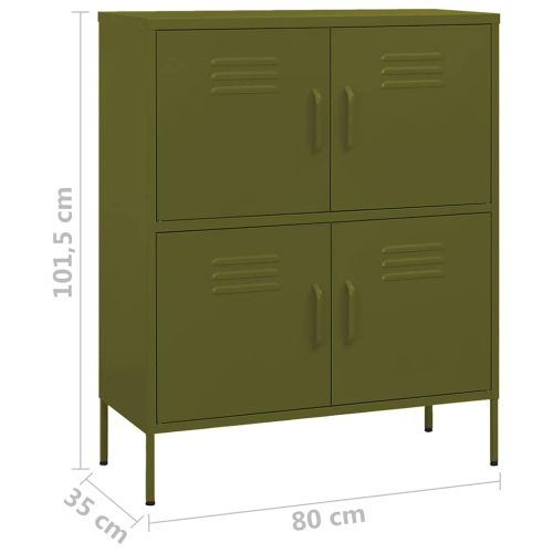 Шкаф за съхранение, маслиненозелен, 80х35х101,5 см, стомана