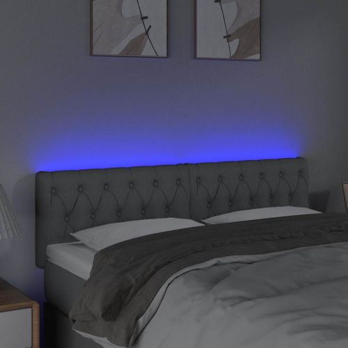 LED горна табла за легло, светлосива, 144x7x78/88 см, плат