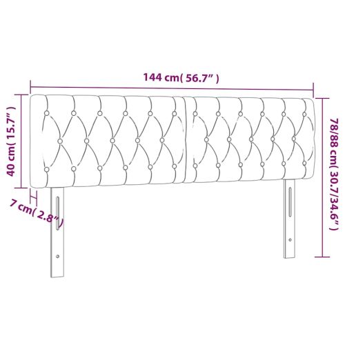 LED горна табла за легло, светлосива, 144x7x78/88 см, плат
