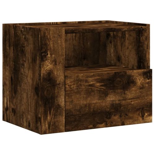 Нощно шкафче за стенен монтаж, опушен дъб, 45x30x35 см