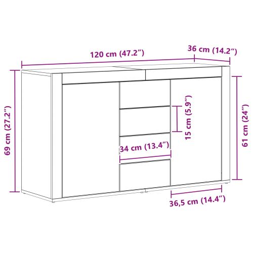 Служебен шкаф Димян дъб 120 x 36 x 69 см Инженерна дървесина