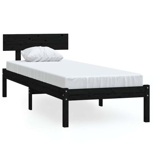 Рамка за легло черна масивно дърво 75x190 см Small Single