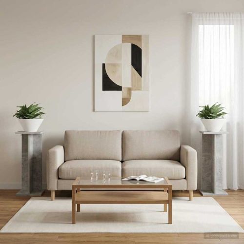 Стойка за растения 2 бр. Бетонно сиво 25 x 25,5 x 60,5 см