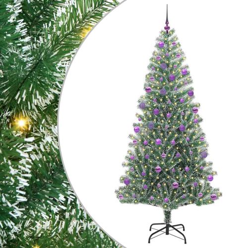 Изкуствена коледна елха със сняг и LED светлина 210 cm