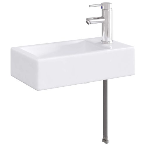 Мивка за баня с кран и отвод Хром 45,5 x 25,5 x 13 см Керамика