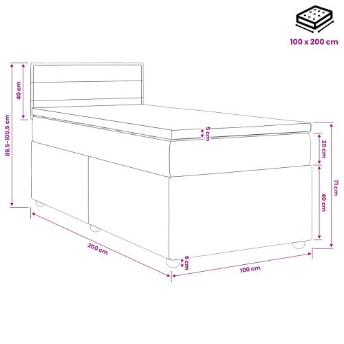 Континентално легло с матрак Синьо 100 x 200 cm Текстил