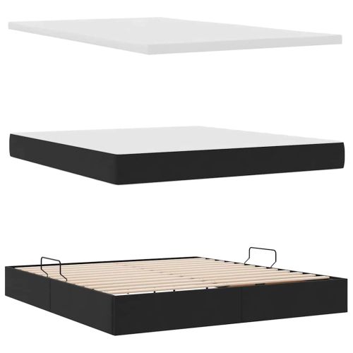 Легло с място за съхранение с таблото Черно 160 x 200 cm Кадифе