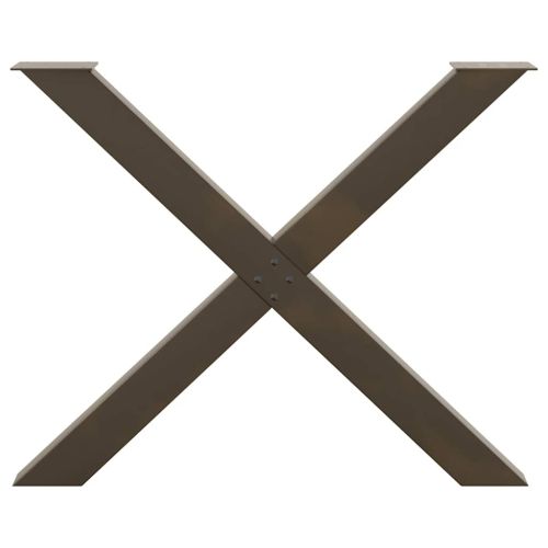 Крака за трапезна маса, X-образни, 2 бр., естествена стомана, 90 x (72-73) см, стомана