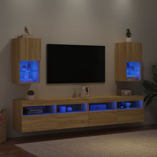 ТВ шкафове с LED осветление 2 бр дъб сонома 30,5x30x60 см