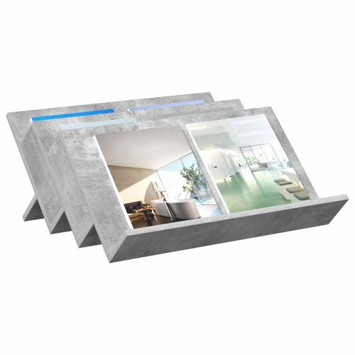 Етажерка за списания с рафт Бетоново сиво 65 x 53 x 28,5 см